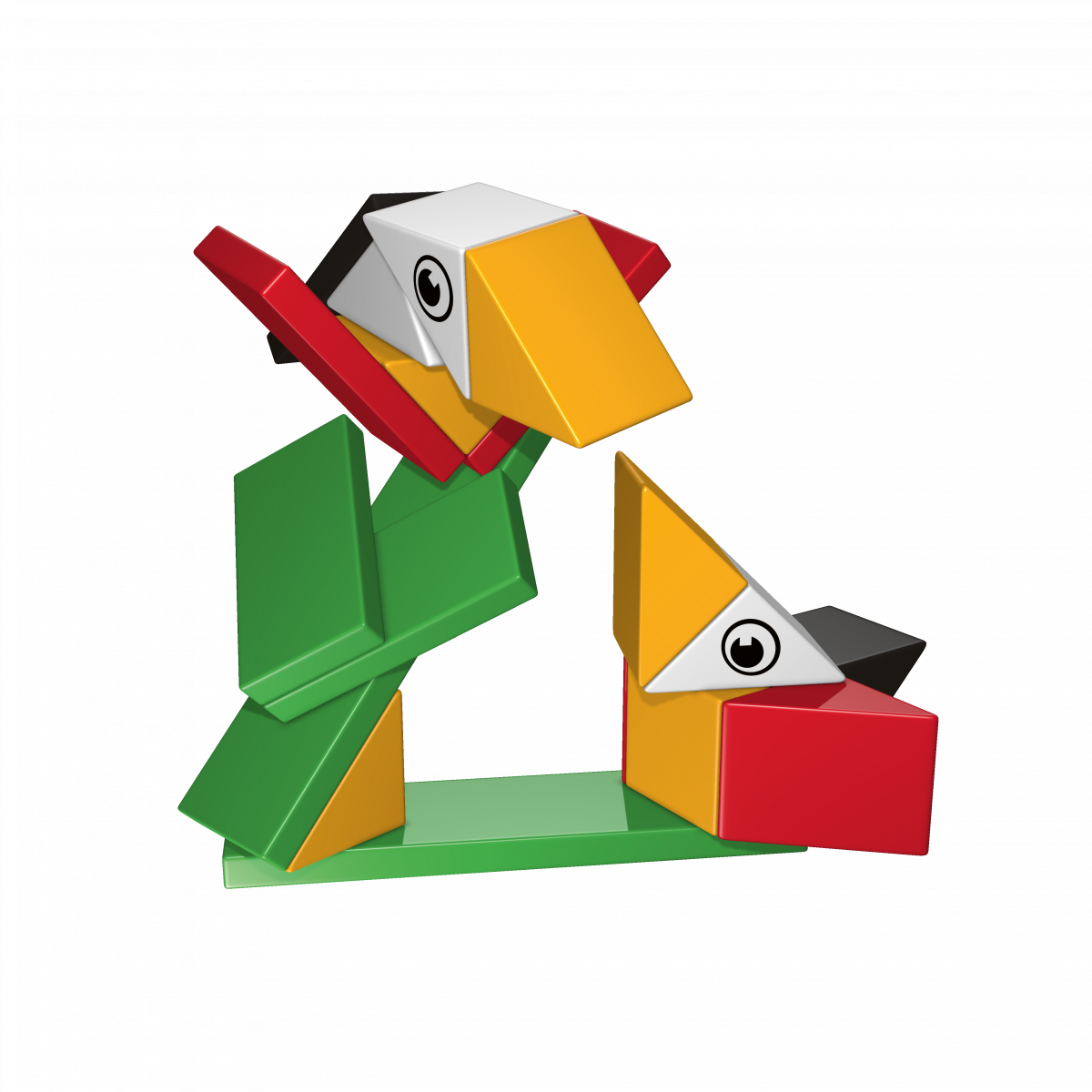 exotické zvieratá poskladané z magnetických kociek