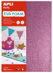 EVA FOAM trblietavé A4 - 4ks (čierna,fialová,modrá,biela)